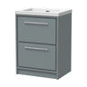 [BFLL2333K] Longnor 2 Drawer Floor Standing Vanity Unit with Modern Fireclay Basin, Choice of Size/Basin Type/Colour - Cutout