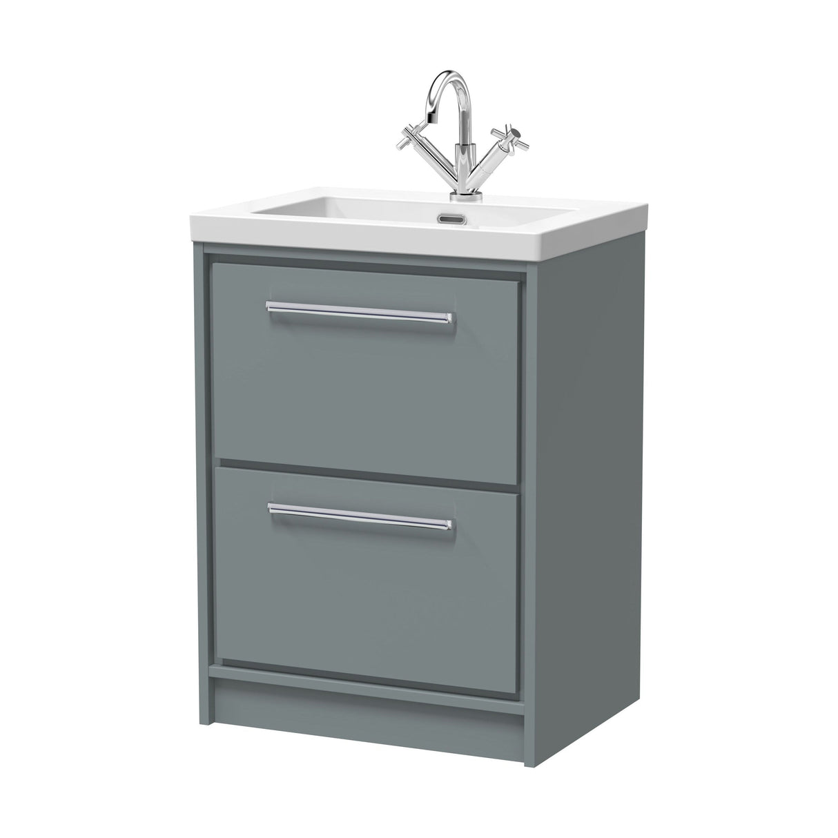 [BFLL2333L] Longnor 2 Drawer Floor Standing Vanity Unit with Modern Fireclay Basin, Choice of Size/Basin Type/Colour - Cutout