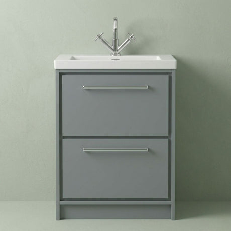 [BFLL2333L] Longnor 2 Drawer Floor Standing Vanity Unit with Modern Fireclay Basin, Choice of Size/Basin Type/Colour - Silo