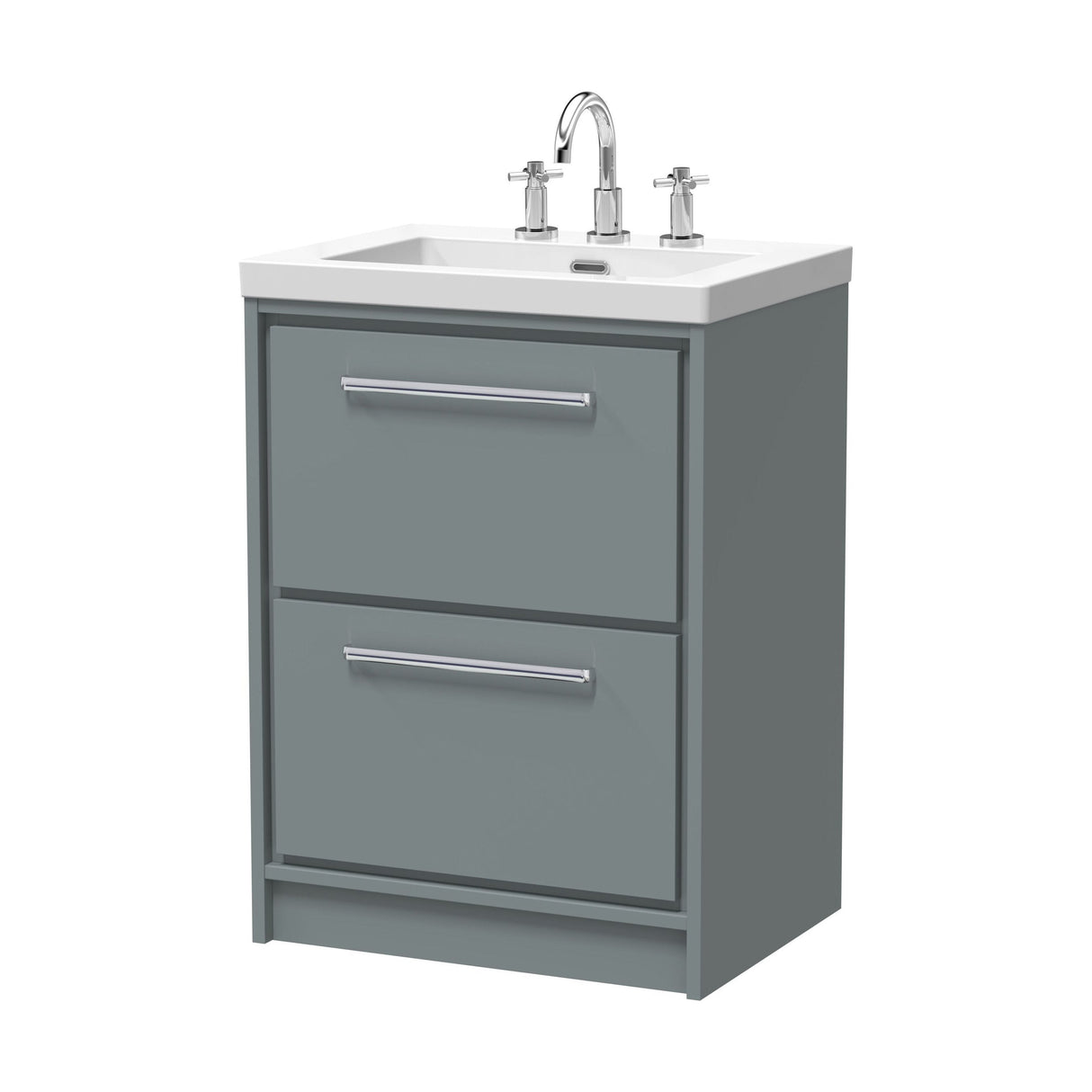 [BFLL2333M] Longnor 2 Drawer Floor Standing Vanity Unit with Modern Fireclay Basin, Choice of Size/Basin Type/Colour - Cutout