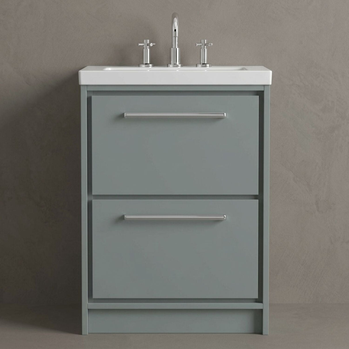 [BFLL2333M] Longnor 2 Drawer Floor Standing Vanity Unit with Modern Fireclay Basin, Choice of Size/Basin Type/Colour - Silo