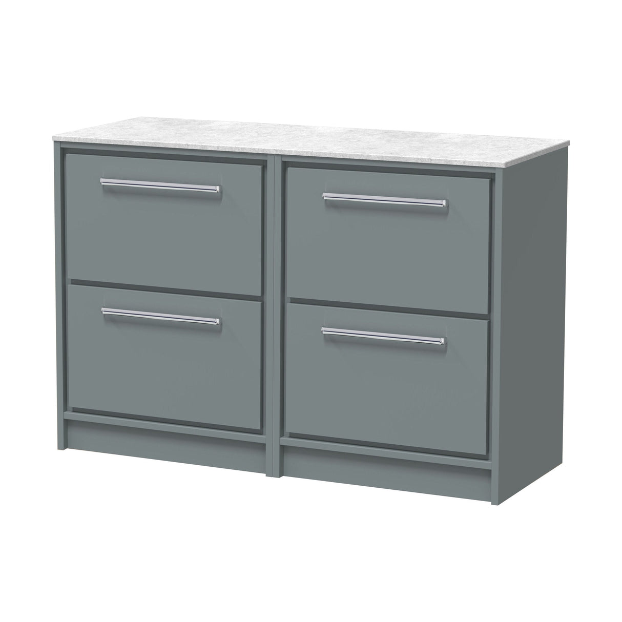[BFLL2333WMT2] Longnor 2 Drawer Floor Standing Vanity Unit with White Marble Worktop, Choice of Size and Colour - Cutout
