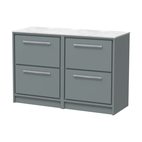 [BFLL2333WMT2] Longnor 2 Drawer Floor Standing Vanity Unit with White Marble Worktop, Choice of Size and Colour - Cutout