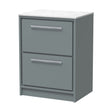 [BFLL2333WMT] Balterley 600mm Framed Design Floor Standing 2 Drawer Vanity with Marble Worktop - Coastal Grey - Cutout