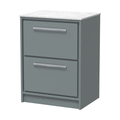 [BFLL2333WMT] Balterley 600mm Framed Design Floor Standing 2 Drawer Vanity with Marble Worktop - Coastal Grey - Cutout