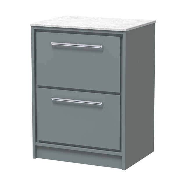 [BFLL2333WMT] Balterley 600mm Framed Design Floor Standing 2 Drawer Vanity with Marble Worktop - Coastal Grey - Cutout