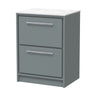 [BFLL2333WMT] Longnor 2 Drawer Floor Standing Vanity Unit with White Marble Worktop, Choice of Size and Colour - Cutout