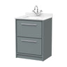 [BFLL2333WS1] Longnor Contemporary Floor Standing 2-Drawer Vanity Basin Unit with Marble Worktop Basin, Choice of Size and Colour - Cutout