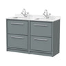 [BFLL2333WS2] Longnor Contemporary Floor Standing 4-Drawer Vanity Basin Unit with Marble Worktop Basin, 1200mm, Choice of Colour - Cutout