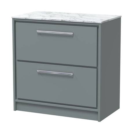 [BFLL2335CMT] Balterley 800mm Framed Design Floor Standing 2 Drawer Vanity, Marble Worktop - Coastal Grey - Cutout