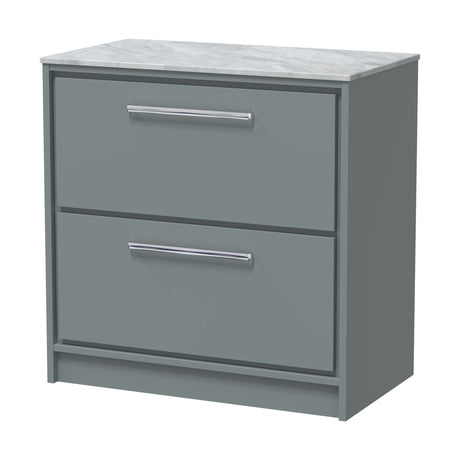 [BFLL2335GMT] Balterley 800mm Framed Design Floor Standing 2 Drawer Vanity & Marble Worktop - Coastal Grey - Cutout