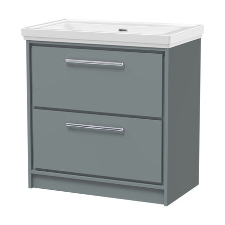 [BFLL2335H] Longnor Floor Standing Double Drawer Vanity Basin Unit with Fireclay Basin - Choice of Colour, Size and Basin Type - Cutout