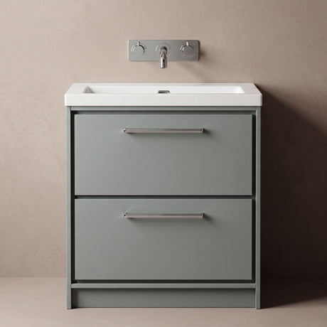 [BFLL2335K] Longnor 2 Drawer Floor Standing Vanity Unit with Modern Fireclay Basin, Choice of Size/Basin Type/Colour - Silo