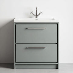 [BFLL2335L] Longnor 2 Drawer Floor Standing Vanity Unit with Modern Fireclay Basin, Choice of Size/Basin Type/Colour - Silo