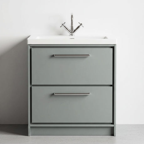 [BFLL2335L] Longnor 2 Drawer Floor Standing Vanity Unit with Modern Fireclay Basin, Choice of Size/Basin Type/Colour - Silo