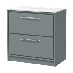 [BFLL2335WMT] Balterley 800mm Framed Design Floor Standing 2 Drawer Vanity with Marble Worktop - Coastal Grey - Cutout