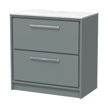 [BFLL2335WMT] Balterley 800mm Framed Design Floor Standing 2 Drawer Vanity with Marble Worktop - Coastal Grey - Cutout