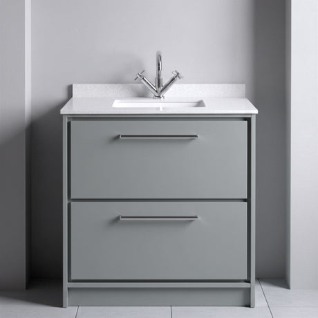 [BFLL2335WS1] Balterley 800mm Floor Standing 2 Drawer Vanity with Marble Worktop Basin - Coastal Grey - Silo