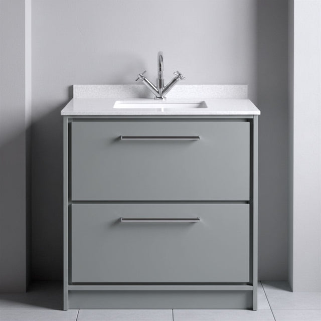 [BFLL2335WS1] Balterley 800mm Floor Standing 2 Drawer Vanity with Marble Worktop Basin - Coastal Grey - Silo