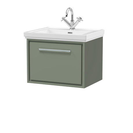 [BFLL3122A] Longnor Single Drawer Wall Hung Vanity Basin Unit with 1 Tap Hole Traditional Fireclay Basin, Choice of Colour and Size - Cutout