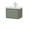 [BFLL3122A] Longnor Single Drawer Wall Hung Vanity Basin Unit with 1 Tap Hole Traditional Fireclay Basin, Choice of Colour and Size - Cutout