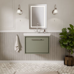 [BFLL3122A] Longnor Single Drawer Wall Hung Vanity Basin Unit with 1 Tap Hole Traditional Fireclay Basin, Choice of Colour and Size - Lifestyle 1