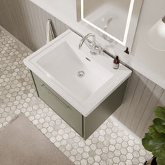 [BFLL3122A] Longnor Single Drawer Wall Hung Vanity Basin Unit with 1 Tap Hole Traditional Fireclay Basin, Choice of Colour and Size - Lifestyle 2