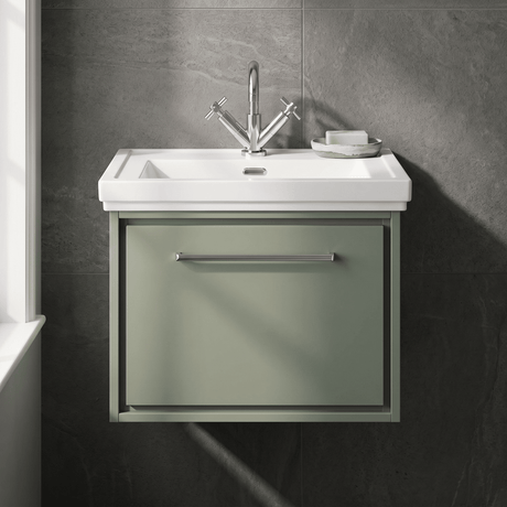 [BFLL3122A] Longnor Single Drawer Wall Hung Vanity Basin Unit with 1 Tap Hole Traditional Fireclay Basin, Choice of Colour and Size - Silo