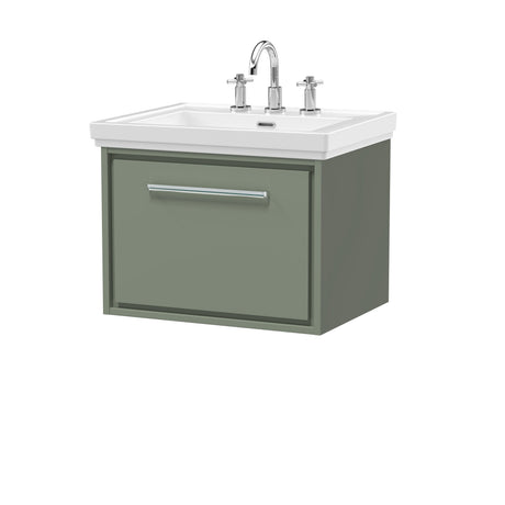 [BFLL3122B] Longnor Single Drawer Wall Hung Vanity Basin Unit with 3 Tap Hole Traditional Fireclay Basin, Choice of Size and Colour - Cutout
