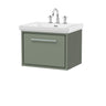 [BFLL3122B] Longnor Single Drawer Wall Hung Vanity Basin Unit with 3 Tap Hole Traditional Fireclay Basin, Choice of Size and Colour - Cutout