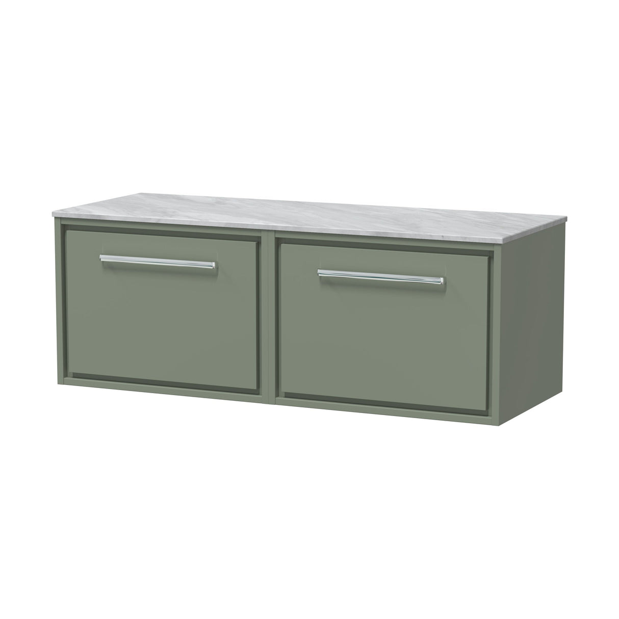 [BFLL3122GMT2] Balterley 1200mm Framed Design Wall Hung Single Drawer Vanity, Marble Worktop - Fern Green - Cutout