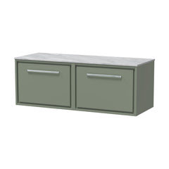 [BFLL3122GMT2] Balterley 1200mm Framed Design Wall Hung Single Drawer Vanity, Marble Worktop - Fern Green - Cutout