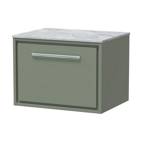 [BFLL3122GMT] Balterley 600mm Framed Design Wall Hung Single Drawer Vanity & Marble Worktop - Fern Green - Cutout