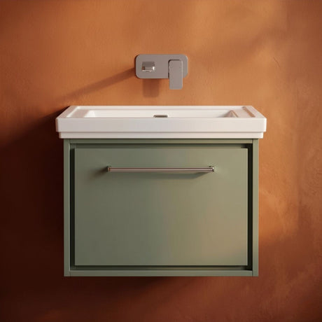 [BFLL3122H] Longnor Single Drawer Wall Hung Vanity Basin Unit with 0 Tap Hole Traditional Fireclay Basin, Choice of Size and Colour - Silo