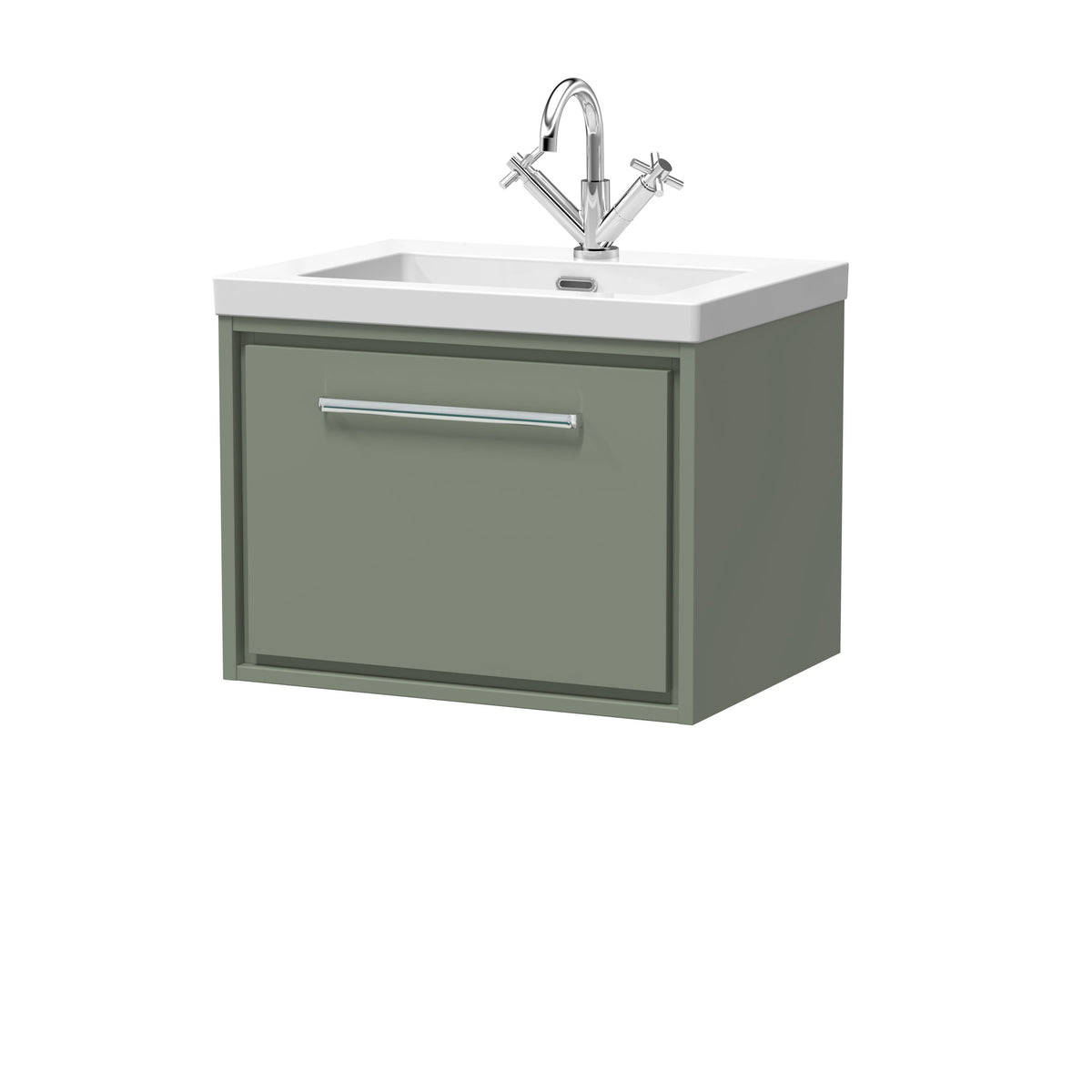 [BFLL3122L] Longnor Wall Hung Single Drawer Vanity Basin Unit with Modern Fireclay Basin, Choice of Size, Colour and Basin - Cutout