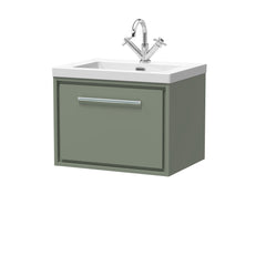 [BFLL3122L] Longnor Wall Hung Single Drawer Vanity Basin Unit with Modern Fireclay Basin, Choice of Size, Colour and Basin - Cutout