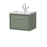 [BFLL3122L] Longnor Wall Hung Single Drawer Vanity Basin Unit with Modern Fireclay Basin, Choice of Size, Colour and Basin - Cutout
