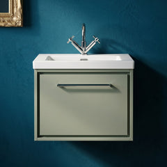 [BFLL3122L] Longnor Wall Hung Single Drawer Vanity Basin Unit with Modern Fireclay Basin, Choice of Size, Colour and Basin - Silo