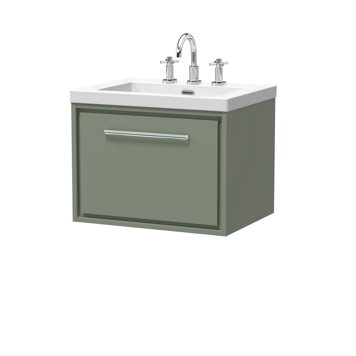 [BFLL3122M] Longnor Wall Hung Single Drawer Vanity Basin Unit with Modern Fireclay Basin, Choice of Size, Colour and Basin - Cutout