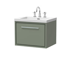 [BFLL3122M] Longnor Wall Hung Single Drawer Vanity Basin Unit with Modern Fireclay Basin, Choice of Size, Colour and Basin - Cutout