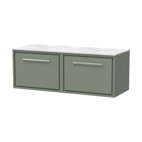 [BFLL3122WMT2] Balterley 1200mm Framed Design Wall Hung Single Drawer Vanity with Marble Worktop - Fern Green - Cutout