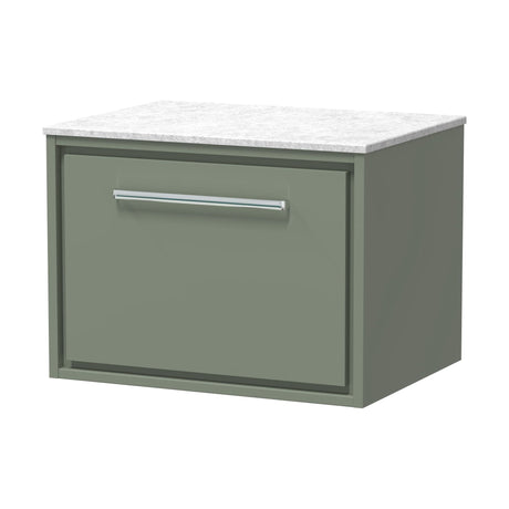 [BFLL3122WMT] Longnor 1 Drawer Wall Hung Vanity Unit with White Marble Worktop, Choice of Size and Colour - Cutout