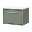 [BFLL3122WMT] Balterley 600mm Framed Design Wall Hung Single Drawer Vanity with Marble Worktop - Fern Green - Cutout