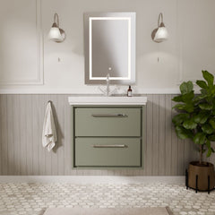 [BFLL3124A] Longnor 2 Drawer Wall Hung Vanity Basin Unit with 1 Tap Hole Traditional Fireclay Basin, Choice of Size and Colour - Lifestyle 1