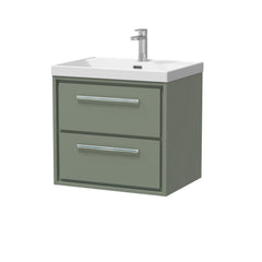 [BFLL3124E] Longnor Modern Wall Hung Vanity 2 Drawer Vanity Basin Unit with Rectangular Basin, Choice of Size and Colour - Cutout