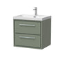 [BFLL3124E] Longnor Modern Wall Hung Vanity 2 Drawer Vanity Basin Unit with Rectangular Basin, Choice of Size and Colour - Cutout