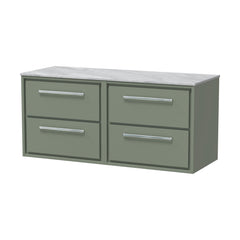 [BFLL3124GMT2] Balterley 1200mm Framed Design Wall Hung 4 Drawer Vanity & Marble Worktop - Fern Green - Cutout