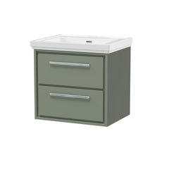 [BFLL3124H] Longnor 2 Drawer Wall Hung Vanity Basin Unit with 0 Tap Hole Traditional Fireclay Basin, Choice of Size and Colour - Cutout