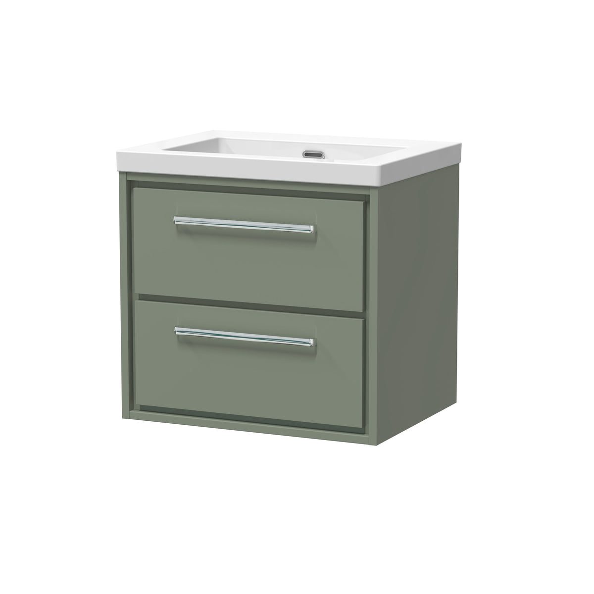 [BFLL3124K] Longnor Modern 2 Drawer Wall Hung Vanity Basin Unit with Modern Fireclay Sink, Choice of Size and Colour - Cutout