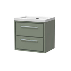 [BFLL3124K] Longnor Modern 2 Drawer Wall Hung Vanity Basin Unit with Modern Fireclay Sink, Choice of Size and Colour - Cutout
